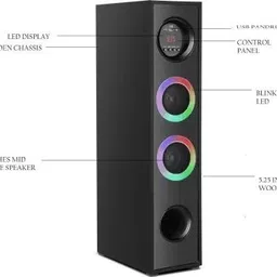 Yoment O98IPremium bass Multimedia speaker 100 W Bluetooth Tower Speaker image 3