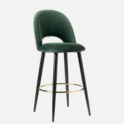 casacraft from pepperfry Deva Velvet Bar Chair In Green Colour image 3