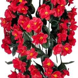 ishanie Wall Hanging Chain Home, Office Special Occasion Decoration Red Orchids Artificial Flower with Pot image 3