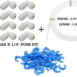 seazone Ro Elbow Connectors 1/4 Inch Qc Push fit X 1/4 Inch Thread (Pack Of 12) + 1/4" Pipe Tube 3 Meter For Ro Water Purifier- 12 Pcs Solid Filter Cartridge image 2