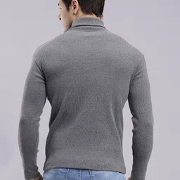 nuevosporta Men Solid High Neck Grey Sweater image 2