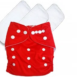 tinny tots Premium Quality Fashionable Trendy Baby Adjustable All In One Reusable Cloth Reusable Diaper Quick Dry With 3 Microfiber Bamboo Insert Pads (5 Layers) For Toddlers/Babies/New Borns(RED) - M-picture-22