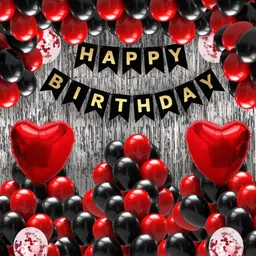 partyjoy Black Red Silver birthday decoretion-picture-16