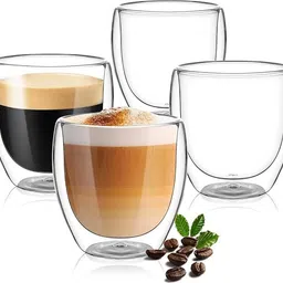 snappyflix Stylish 250ml Double Wall Glass Tumbler | Heat Resistant Borosilicate Glass Cup Glass Water/Juice Glass image 2