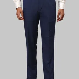 park avenue Men Regular Fit Dark Blue Viscose Rayon Trousers image 1