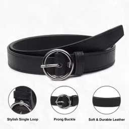luxury leather Women Casual, Formal, Evening, Party Black Synthetic Belt image 3