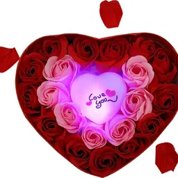 giftcity Heart Shape Red Rose Gift Box For Valentine’s Day | Mother’s Day | Friendship’s Day | Rose Day Gift| Birthday Gift | Home Decor Red Rose Artificial Flower image 2