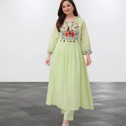 Women Cotton Blend Kurta Pant Set-image-27