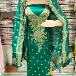 lakshvika fashion Unstitched Silk Blend Salwar Suit Material Embroidered-picture-27