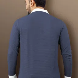 vebnor Men Solid Polo Neck Polyester Blue T-Shirt image 2