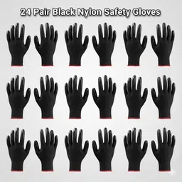 hy-savio 12Pair Black Nylon Hand Protective Gloves – Comfortable Fit with Excellent Grip Nylon Safety Gloves-picture-14
