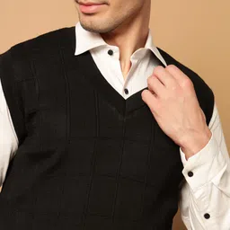 morkel Men Self Design V Neck Multicolor Sweater image 3