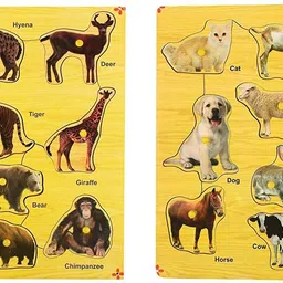 dgcrayons Wooden Educational & Learning Board Wild & Domestic Animals Puzzle with Knobs-picture-17