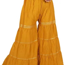fheo Women Regular Fit Yellow Viscose Rayon Trousers-picture-13