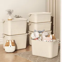 gracious mart Set of 3 Space-Saving Stackable with Secure Locking Lids for Toys, Books & More Storage Box image 5