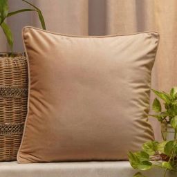 Peach Solid Velvet 16 x 16 Inches Cushion Cover by Zeba-picture-37