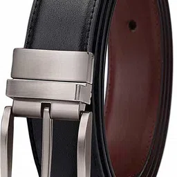 zoro Men Casual, Party, Formal, Evening Black, Brown Texas Leatherite, Artificial Leather Reversible Belt image 1