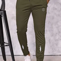 anand Men Solid, Self Design, Striped, Chevron/Zig Zag Dark Green Track Pants-picture-13