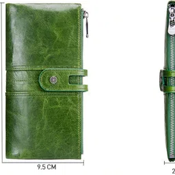 contacts Women Green Genuine Leather RFIDWallet - Regular Size image 4