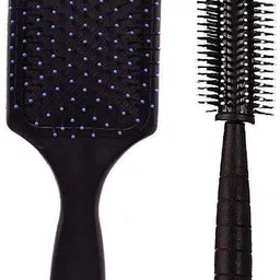 sandip Best Combo of Cushion Paddle Hair Brush and Round Hair Comb Brush with Soft Nylon Bristles for Women and Men-picture-12