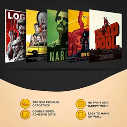 flex Pack of 6 Movies Aesthetic Wall Collage Kit Posters | Self Adhesive | Posters for Wall Decoration | Wall Art For Bedroom, Office, Living room, Dorm room Photographic Paper image 2