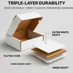 avisri Corrugated Cardboard WHITE Flap Box 4.5x3x1 inch for Jewelry, Gifts eCommerce Cosmetics, Small Items Packaging Box image 3