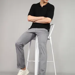 arrow sport Men Slim Fit Grey Polyester Trousers image 2