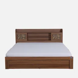spacewood Kosmo Rayan King Size Bed in Natural Teak Finish with Hydraulic Storage image 4