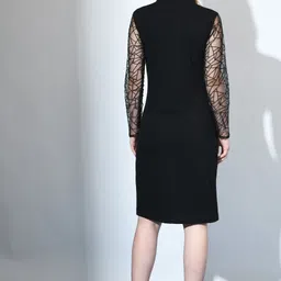 iuga Women Bodycon Black Knee Length Dress image 2