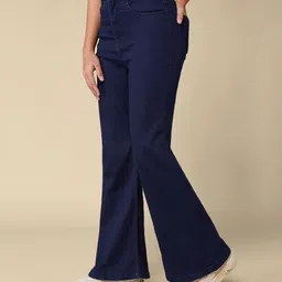 dolce crudo Women Boot-Leg High Rise Dark Blue Jeans-picture-19