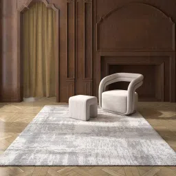 Grey Abstract Wool & Viscose 8 ft x 10 ft Hand Woven Carpet By Jaipur Rugs image 1