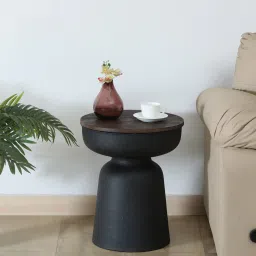 bohemiana from pepperfry Mariano Metallic End Table In Off Black Finish image 1