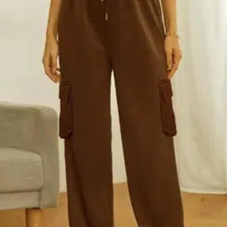 dhoise Women Regular Fit Brown Cotton Blend Trousers-picture-15