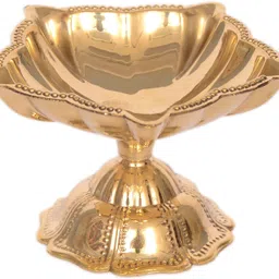 t-ka108 Traditional Panchaarti Five Face Diya Punch Mahal Deepak For Home Temple Brass Table Diya image 1