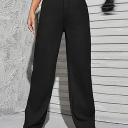 kotty Women Straight Fit High Rise Black Jeans image 1