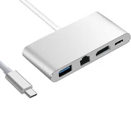 microware USB-C to LAN RJ45 Gigabit Ethernet Adapter USB 3.0 USB 3.1 Hub For MacBook Pro TYPE C 4 IN 1 USB Hub image 1