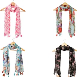 mss fashion Printed Chiffon Women Multicolor Scarf, Stole, Fancy Scarf-picture-29