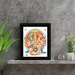 Panchmukhi Hanuman Framed wall Painting with Table Top 1907TT(BK)-WITH GLASS Digital Reprint 8 inch x 6 inch Painting-image-54