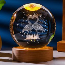 wengonvila 3D Crystal Ball Lamp with Wood Base for Living Room, Bedroom,decoration_T7 Night Lamp-picture-42