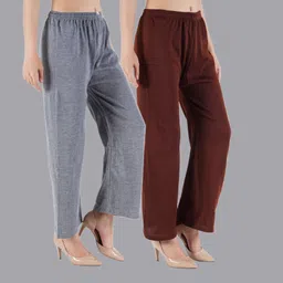 crown king garments Pack of 2 Women Relaxed Multicolor Wool Trousers-picture-27