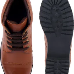 XHUGOY 2001 TAN (RED COLOUR) OXFORD BIKER/POLICE ANKLE LACE-UP BOOTS FOR BOYS/WOMEN Boots For Women image 3