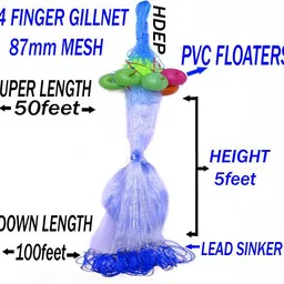 a to z 4FINGER GILLNET 87mm MESH WITH PVC FLOATERS, HEIGHT 5feet,UP L50ft,DOWN L100ft Fishing Net-picture-11
