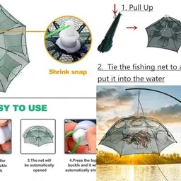 citynet Umbrella Fishing Net 8 Side Pocket Foldable Bait Fish Trap Nylon Fish Catcher Fishing Net image 5