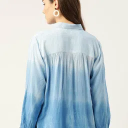 pinktribe Women Regular Fit Dyed/Ombre Spread Collar Casual Shirt image 2