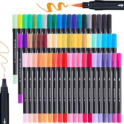 harinder 60 Shades Dual Tip Brush Marker Pens Set for Coloring, Calligraphy & Art-picture-24