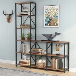 tekavo 9 Shelves Bookshelves Engineered Wood Open Book Shelf image 5