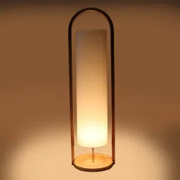 sapphire Fegan White Iron Shade Column Floor Lamp With Wood Base image 4