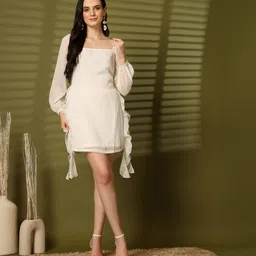 aayu Women Sheath White Above Knee/Mid Thigh Length Dress-picture-14