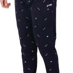 feel track Men Printed Dark Blue, Blue Track Pants image 3
