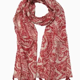 scarfera Printed Polyester Women Maroon Stole-picture-17